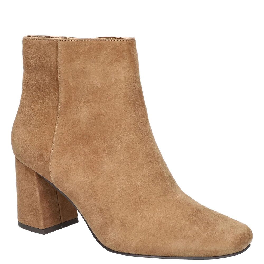 Bella Vita Wilma Square Toe Ankle Boot 8.5 US Cognac Suede Leather